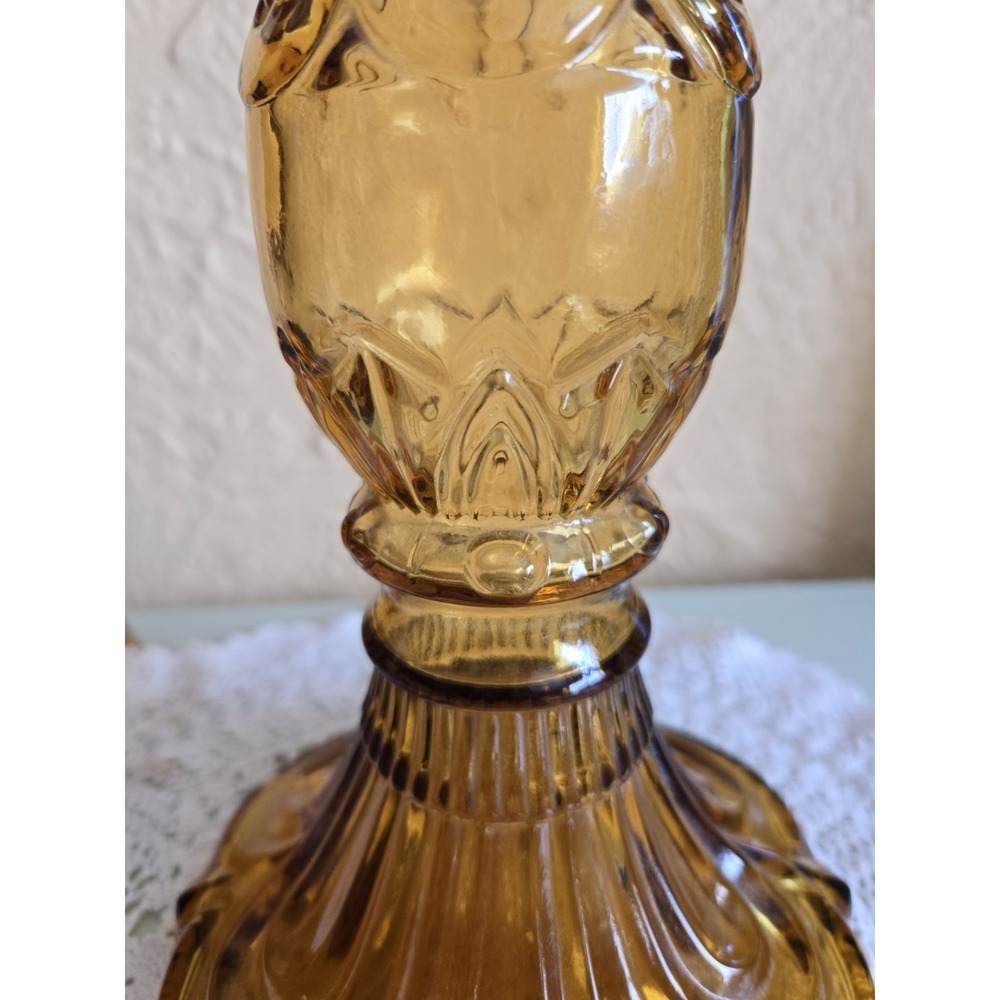 Rare Amber Decanter St. Julian Wine Co. Victorian With Candle Holder 40's - Picture 8 of 9
